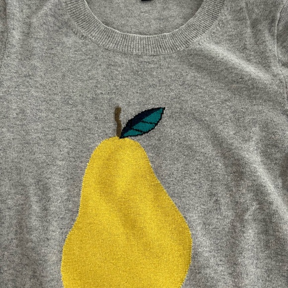 J. Crew gray sweater with yellow pear - Picture 2 of 4